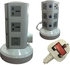 Universal Vertical Extension Socket with 2 USB Ports, 3 Layers, Gray