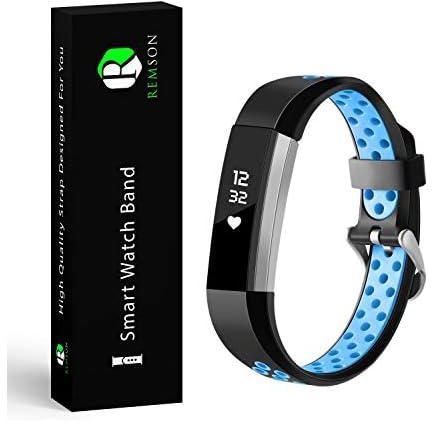 Remson Silicone Sports Waterproof Replacement band for Fitbit Alta HR - Black & Blue/RM-0303