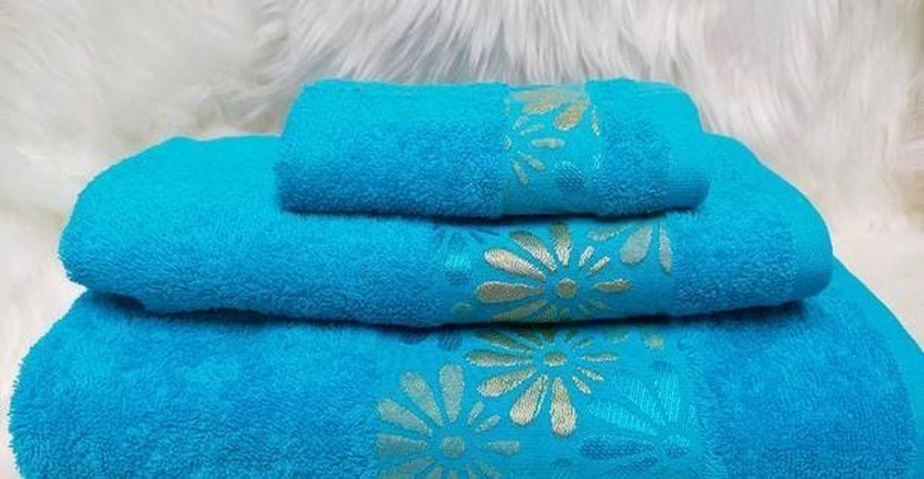 3PC Cotton Bath Towel Set - Blue
