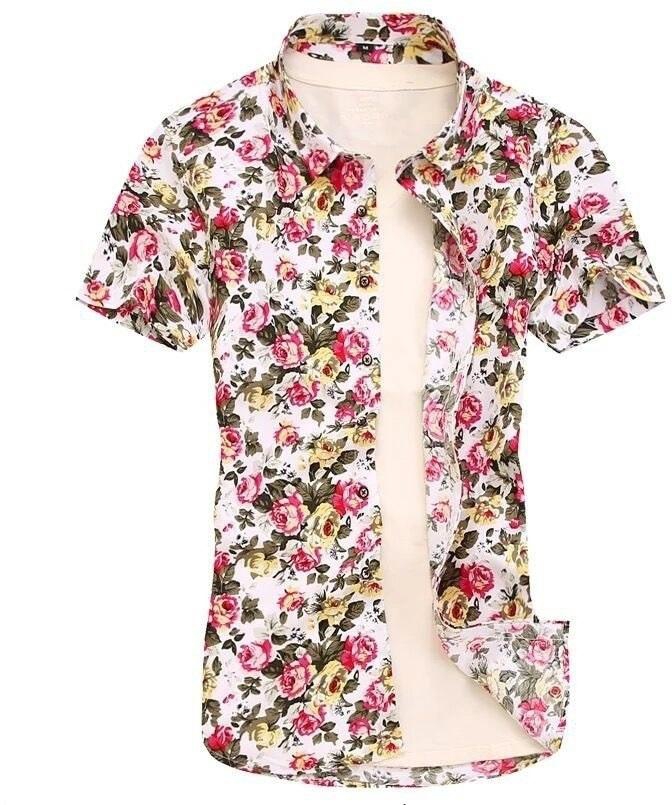 Kemeja Batik Men's Casual Summer Floral Shirt Code-06 - 7 Sizes