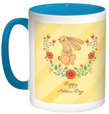 Happy Mothers Day Printed Coffee Mug Blue/Yellow/White