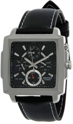 Casio EF-324L-1A Leather Watch - Black