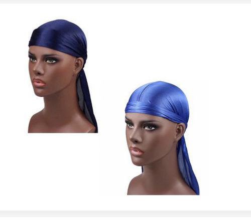 2 Pcs NEW Classic Silky Durag 360 Wave - Navy Blue And Royal Blue