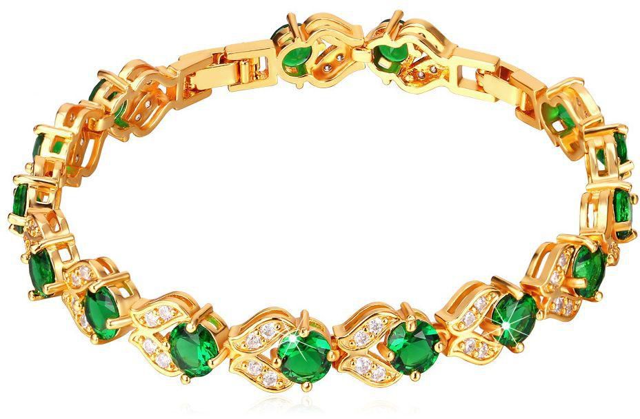 Emerald Cubic Zirconia Charm Bracelet For Women