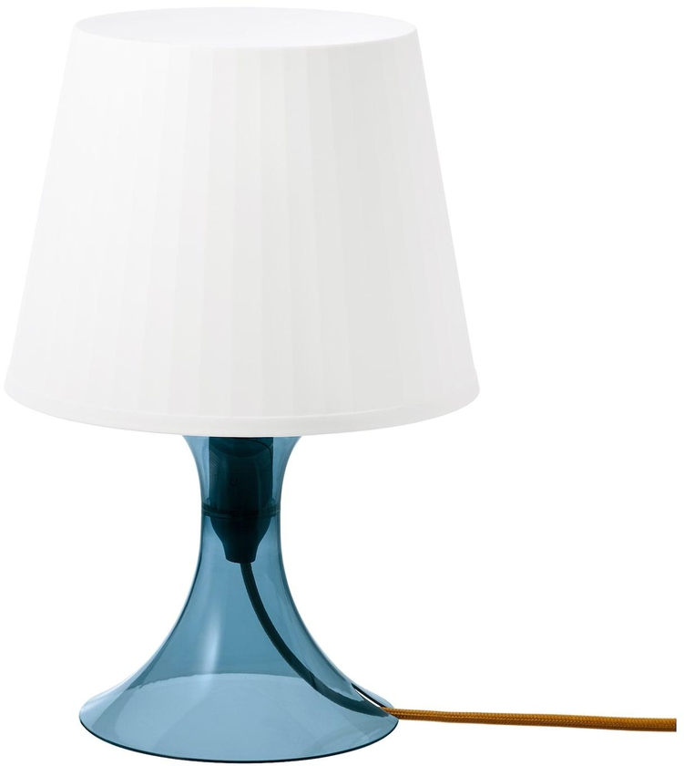 LAMPAN مصباح طاولة - أزرق غامق/أبيض 29 سم