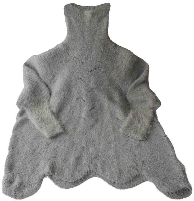 Solid Pullover Full Sleeve High Neck Round Neck For Women - Grey