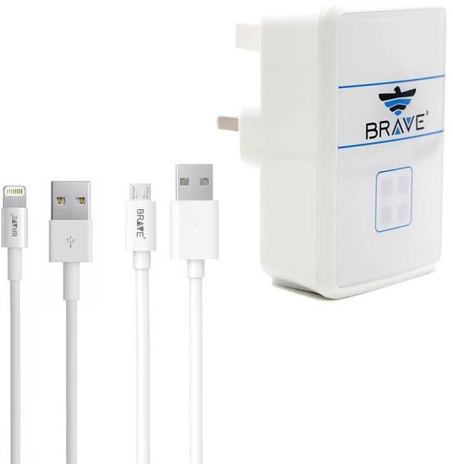 Margoun Brave Universal Home Wall Charger with Lightning and Micro USB Cable in White