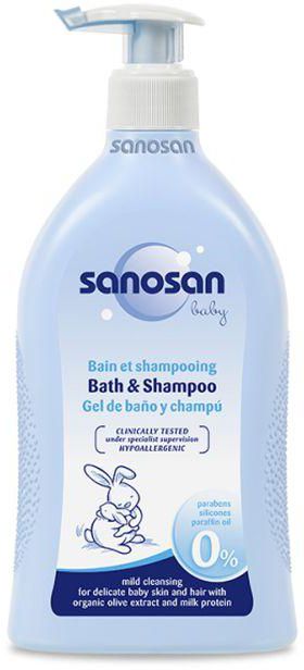 Sanosan شامبو استحمام للأطفال بخلاصة الزيتون العضوي وبروتين الحليب- 500 مل