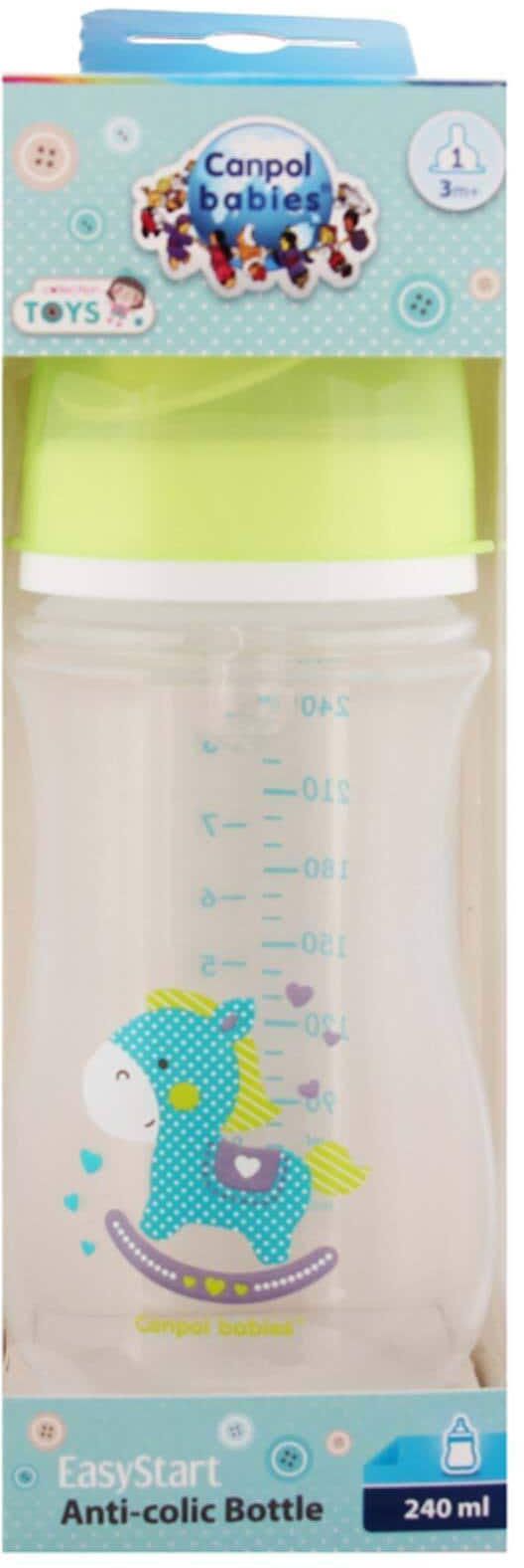 Canpol Wide Neck Baby Bottle - 240 ml - +3 Months - Green