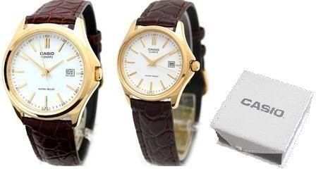 Casio His & Hers Pair Leather Strap White Dial Fashion Watches [MTP/LTP-1183Q-7A]