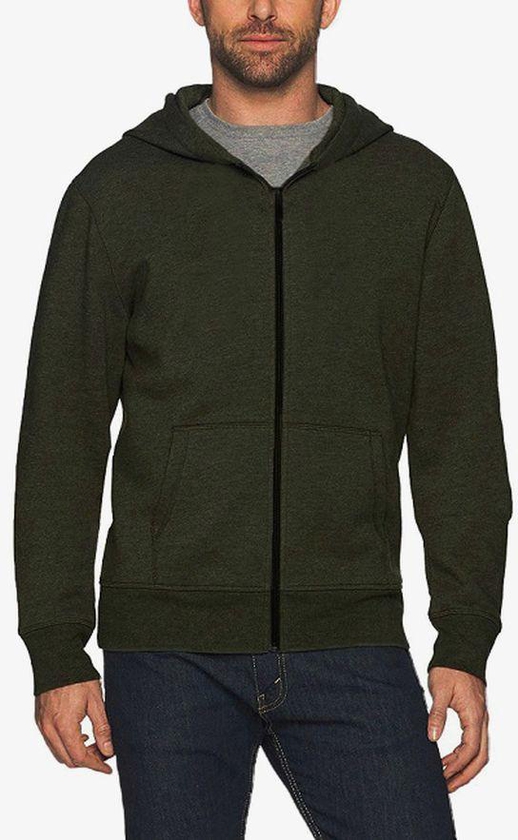 Casual Zipped Hooded Sweatshirt - Dark Green