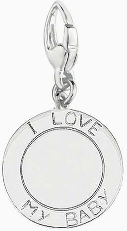 Sterling Silver 'I Love My Baby' Engravable Disc Charm
