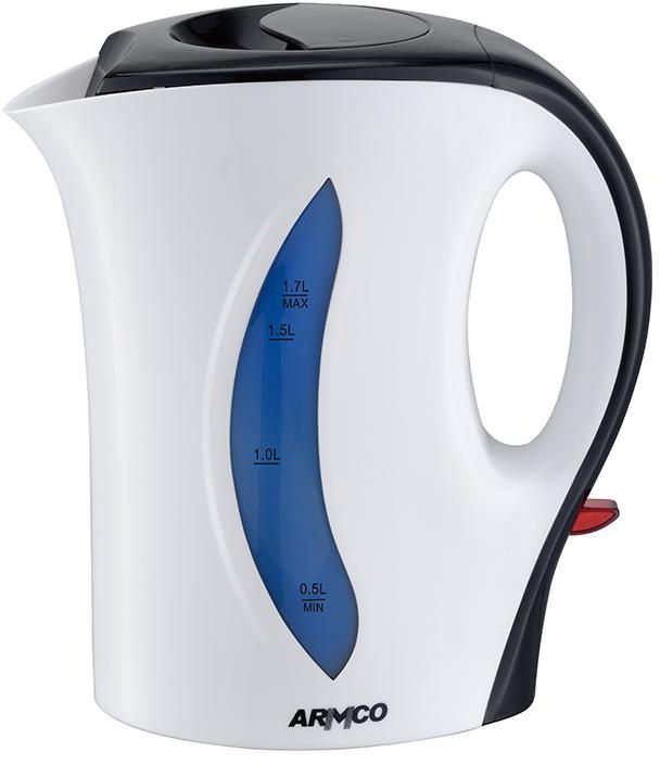 AKT-161CD(W) - Plastic Corded Kettle, 1.7L, Dual External Water level indication, Indicator Light, Filter, Auto/Manual Switch off, Overheat protection, White.