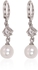 Elegant Rhodium Plated Pearl Drop Earrings [JO11]