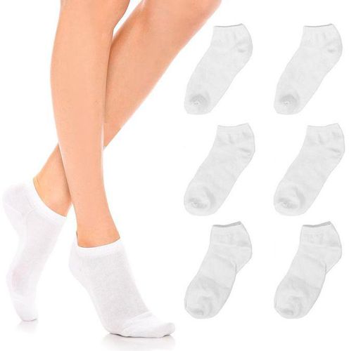Fashion 6 Pairs Women Ankle Socks Ped Low Cut Fit Crew Size 9-11 Sport White
