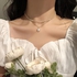 2023 2pcs/lot Necklace + Bracelet New Fashion Kpop Pearl Choker Necklace Cute Double Layer Chain Pendant For Women Jewelry Girl Gift