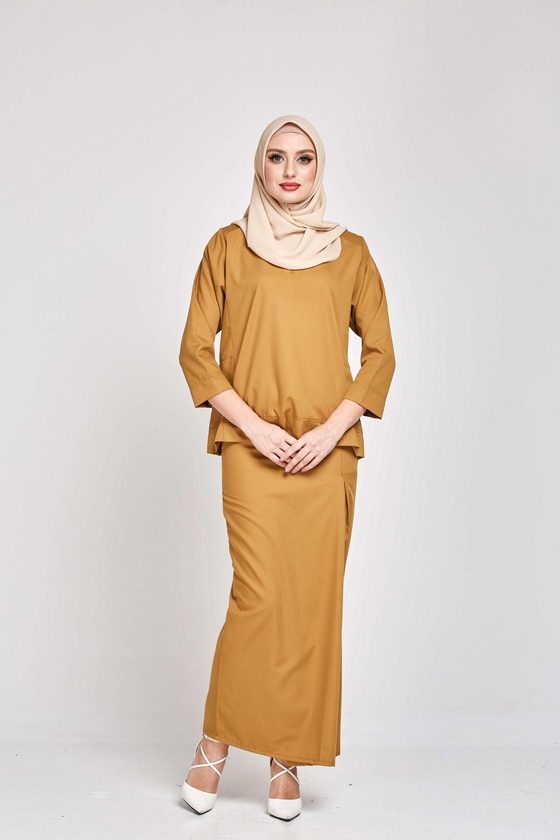Motherchild Qasimah Kurung Kedah Pesak Osaka Cotton Long Dress (Brown)