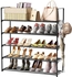 HOMEBITE 5 Tiers Metal Shoe Rack,Adjustable Shoe Shelf Storage Organizer with Versatile Hooks,Stackable Boot & Shoe Storage,for Entryway,Hallway,Living Room,Closet,Black