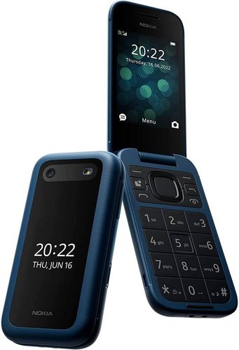 Nokia 2660 Flip 4G 2.8" Screen Dual SIM Feature Phone with  Big Display, Emergency Button, Long Battery Life, Preloaded Gameloft Games and Origin Data Games, Blue | N37984611BLU