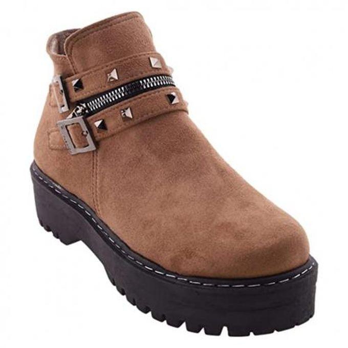Half Boot _ Coffee Latte Color _ For Women _ 2 Zippers.