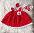 TITEMA CRAFT Red Crochet Baby Gown Dress