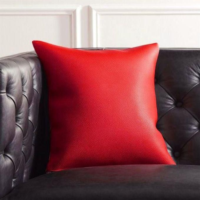 Leather Fiber Stuffed Throw Pillow - RED
