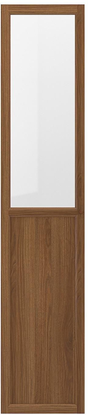 OXBERG Panel/glass door - brown walnut effect 40x192 cm
