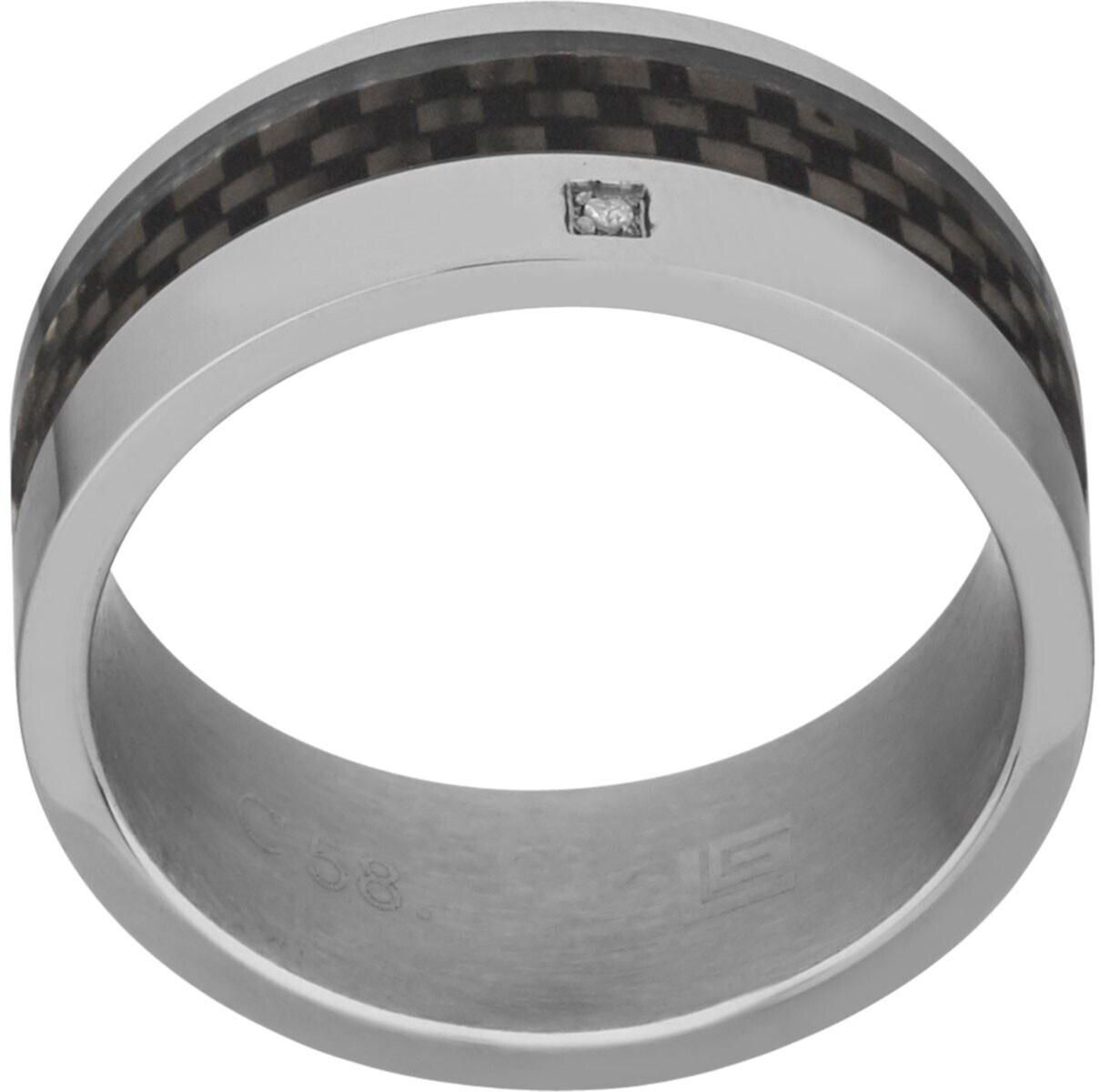 Guy Laroche Stainless Steel Ring with Carbon Fiber Sz 58 For Men, 4TN013AVB-58