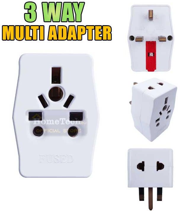 MULTI 3 Way Adapter 13A Multi Universal Socket Adapter Travel Charger