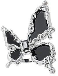 Black butterfly set diamond open ring