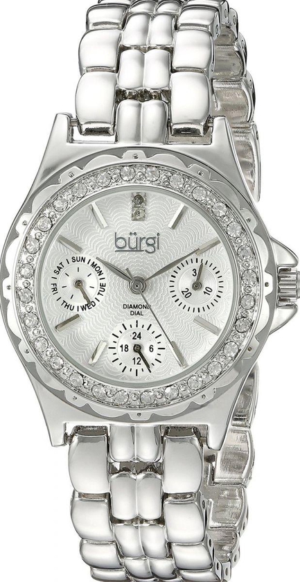 Burgi Women's Silver Dial Alloy Band Multifunction Watch - BUR117SS