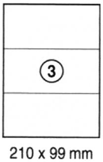 xel-lent 3 labels/sheet, straight corners, 210 x 99 mm, 100sheets/pack