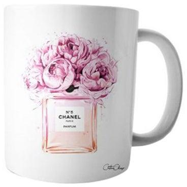 Printed Ceramic Coffee Mug White/Pink/Black Standard