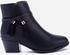 Varna Suede Leather Tassel Belt Boots - Black