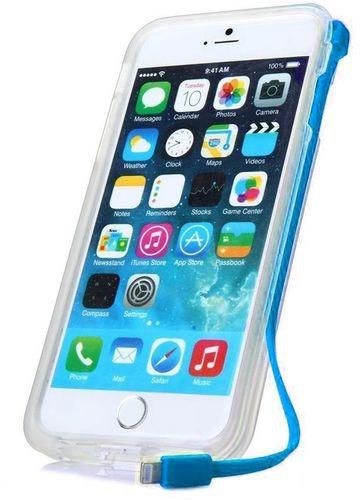 Connect TPU Back Case for iPhone 6 Plus with Built-In USB Charger & Flash Light - Blue