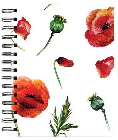 Poppy And Seeds Spiral A4 Hard Bind Notebook White/Red/Green