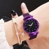2 pieces Women's Watch Set New Net Red Personality 12 Diamond Starry Suction Iron Magnet Buckle Watch Accessories