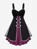 Plus Size Lace Trim Chain Layered Vintage Ruched Tank Dress - L | Us 12