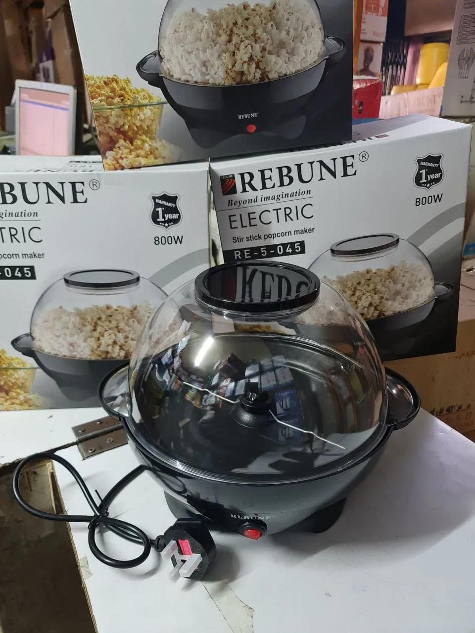 Rebune Electrical Popcorn Maker Healthy & Fat Free Popcorn Maker MachineHealthy Homemade Snacks: Enjoy guilt-free popcorn with hot air cooking, no need for oil. Retro Design: Add a