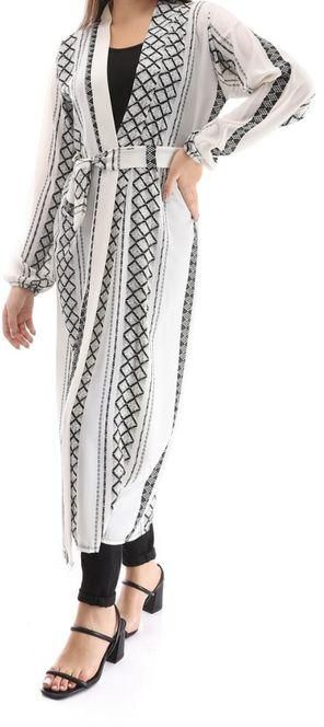 Long Cardigan-black And White