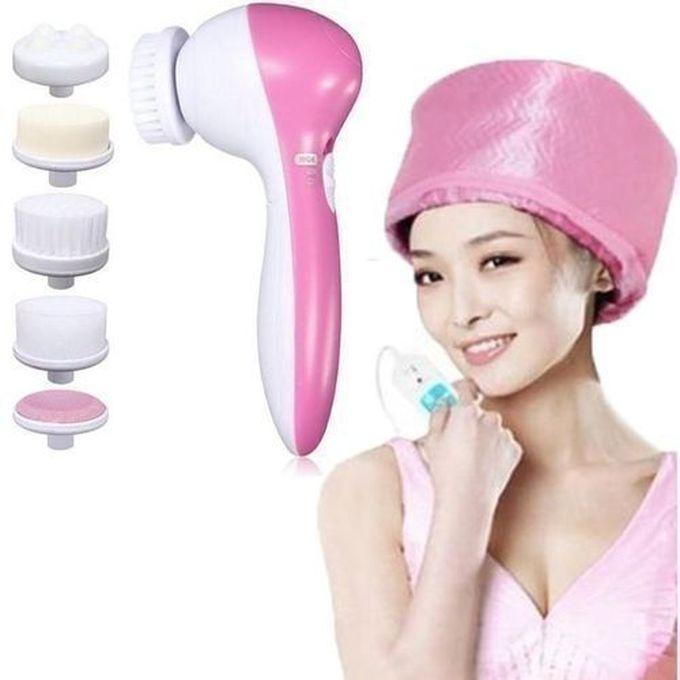5-in-1 Beauty Care Massager For Face And Body + Thermal Spa Professional Conditioning Heat Cap