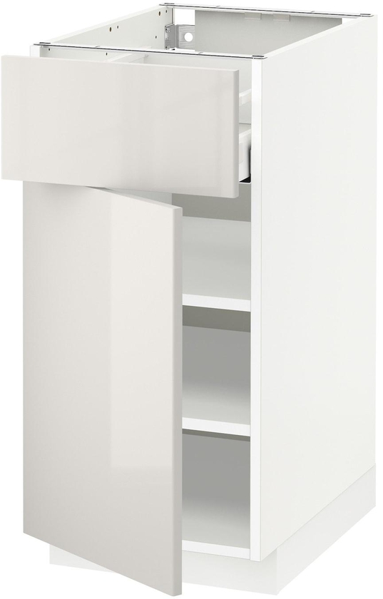 METOD / MAXIMERA Base cabinet with drawer/door - white/Ringhult light grey 40x60 cm