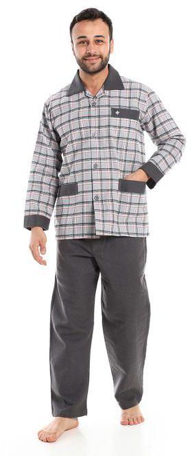 Shorto Classic Long Sleeves Pajama Set - Grey / Dark Grey