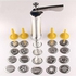 Biscuit maker cookie press includes 20 disc shapes four icing nozzles
