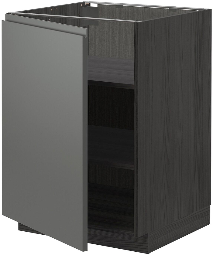 METOD خزانة قاعدية مع رفوف، أسود, Voxtorp رمادي غامق، ‎60x60 سم‏