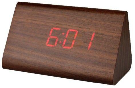 AJ-6031 Wood Triangl LED Alarm Clock Digital Desk Clock-Brown