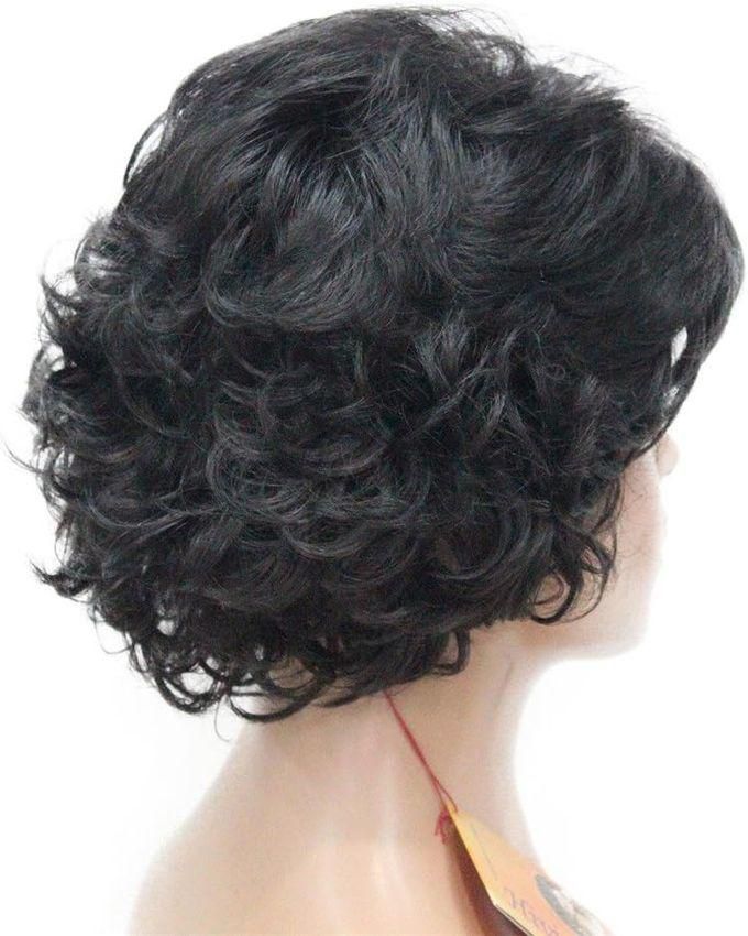Synthetic Hair Wig Short Wavy Black Color Thermal Hair