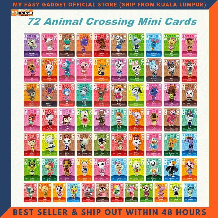 Animal Crossing NFC Cards for Nintendo Switch/Switch Lite/Wii U 72 PCS