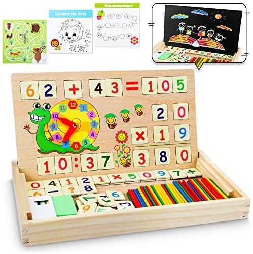 لعبة مونتيسوري لتعليم الرياضيات من لينبيست مع عصي عد، طاولة للاستعمال مرة واحدة - ألعاب تعليمية للأطفال، لعبة خشبية للأولاد والبنات بعمر 4 5 6 سنوات - هدايا اليوم الأول من المدرسة
