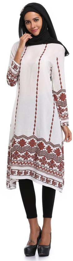 Long Sleeve Muslimah Muslim Dress - 3 Size (Black - White)